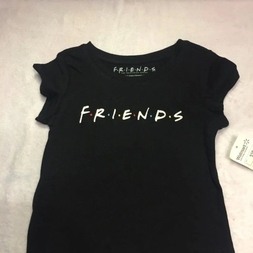 Friends TV Show Graphic T-Shirt Kids Size 6/6X Black White 2‎ Pack NWT NWOT